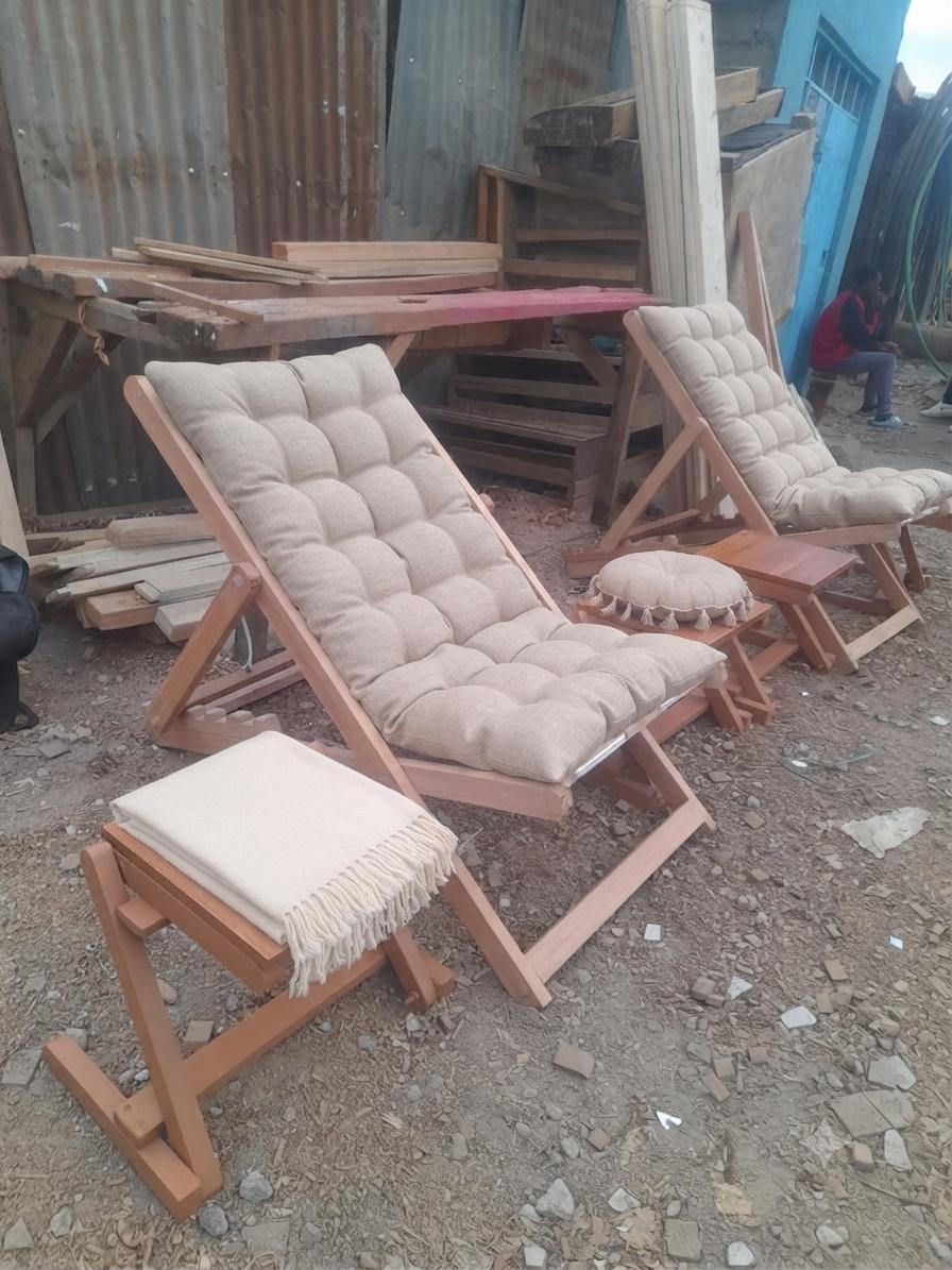 Cushioned Lounge + Stool Set